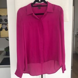 Theory fuchsia button down blouse sz M